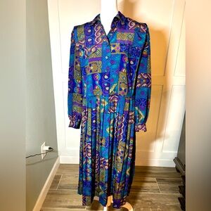 Leslie Fay Colorful Vintage Patterned Women's Dress. EUC size 10